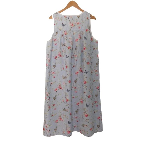 NEW Portuguese Cotton Nightgown Sleeveless Blue Floral Cotton Lawn  Size Medium - Picture 5 of 6